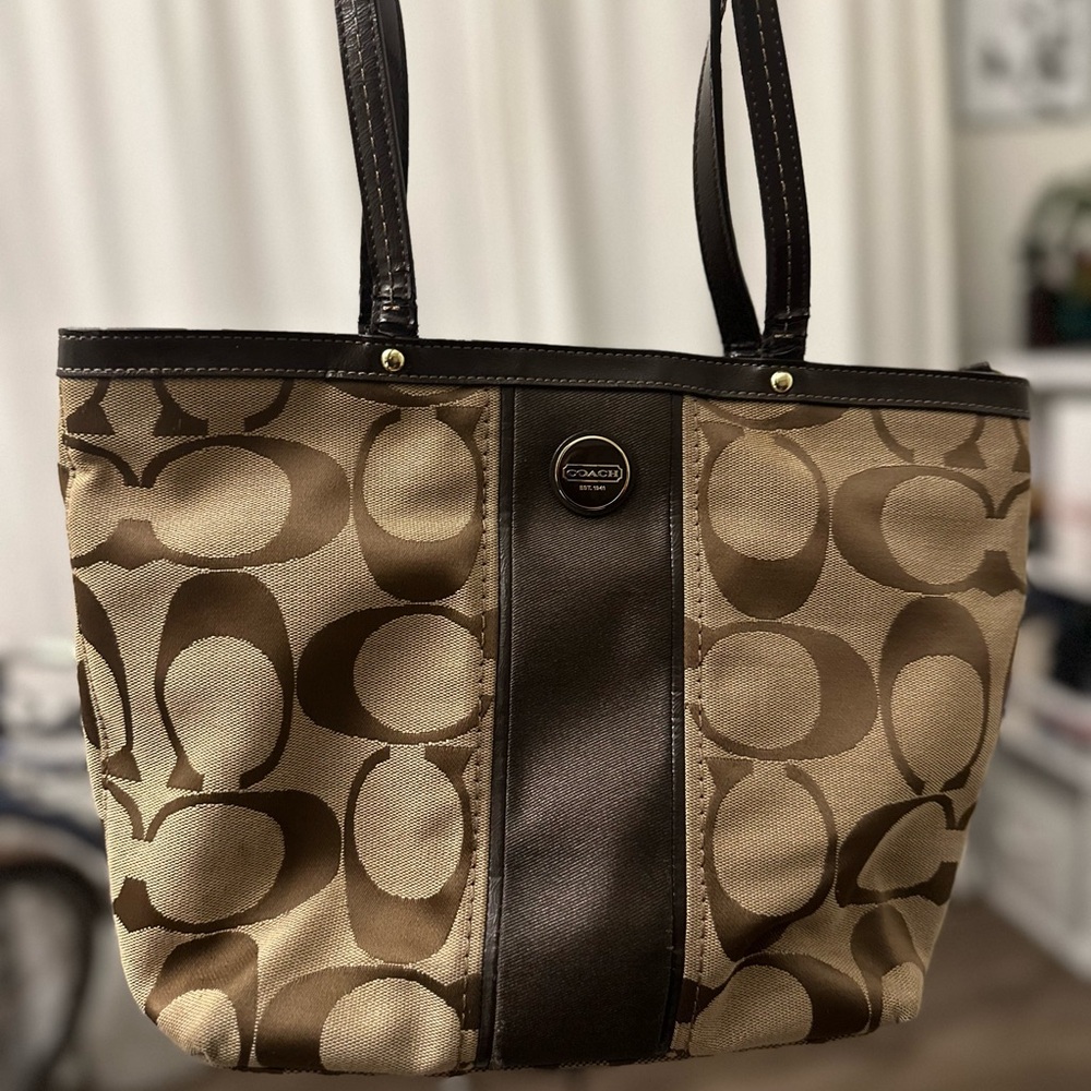 Coach Brown Patterned Tote Bag